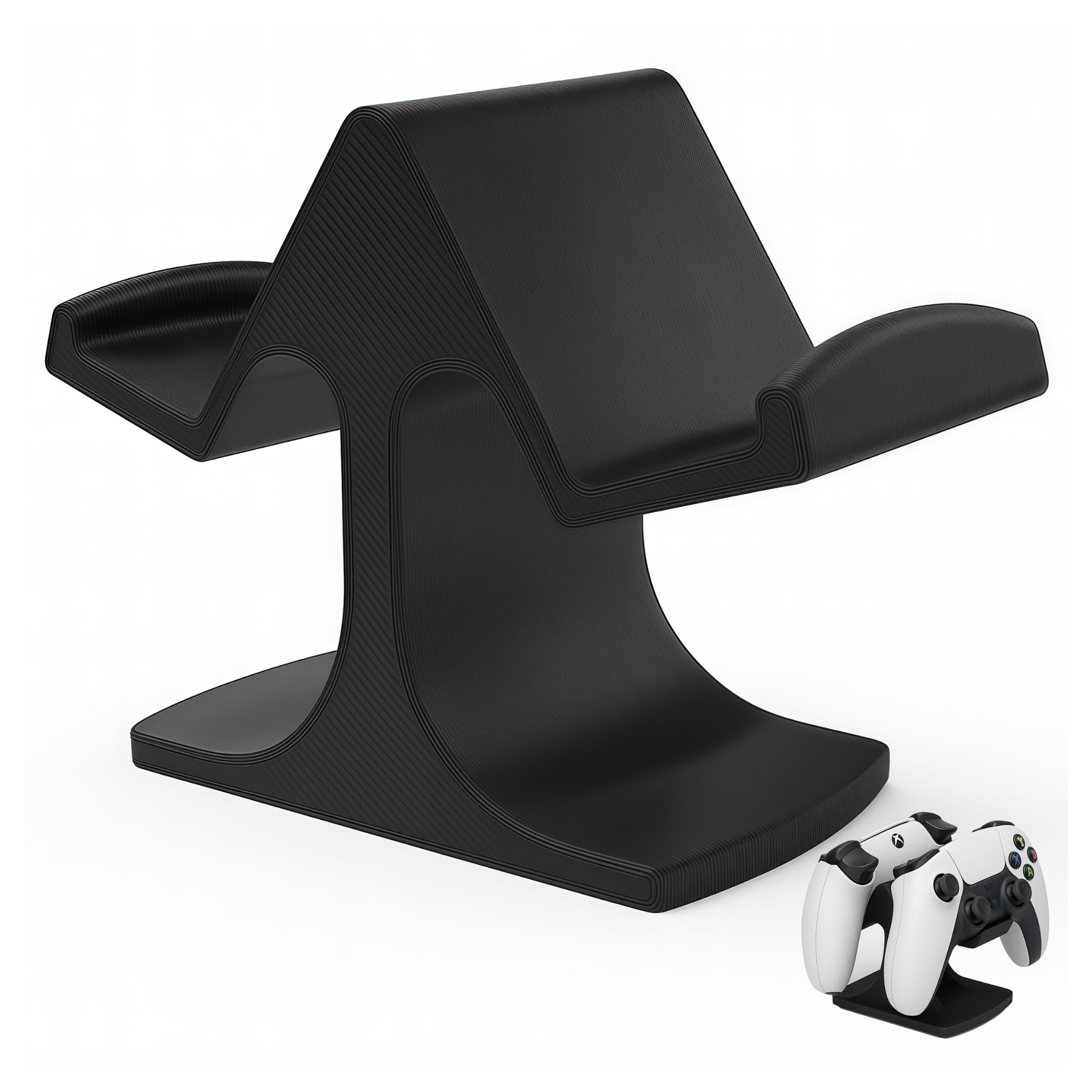 Dhanishtha Double Controller Stand for Desk Xbox Controller Stand | Gamepad & Gaming PS5 Setup Accessory | Compatible with Xbox ONE, PS5, PS4, PC, Steelseries | with Padded Base |