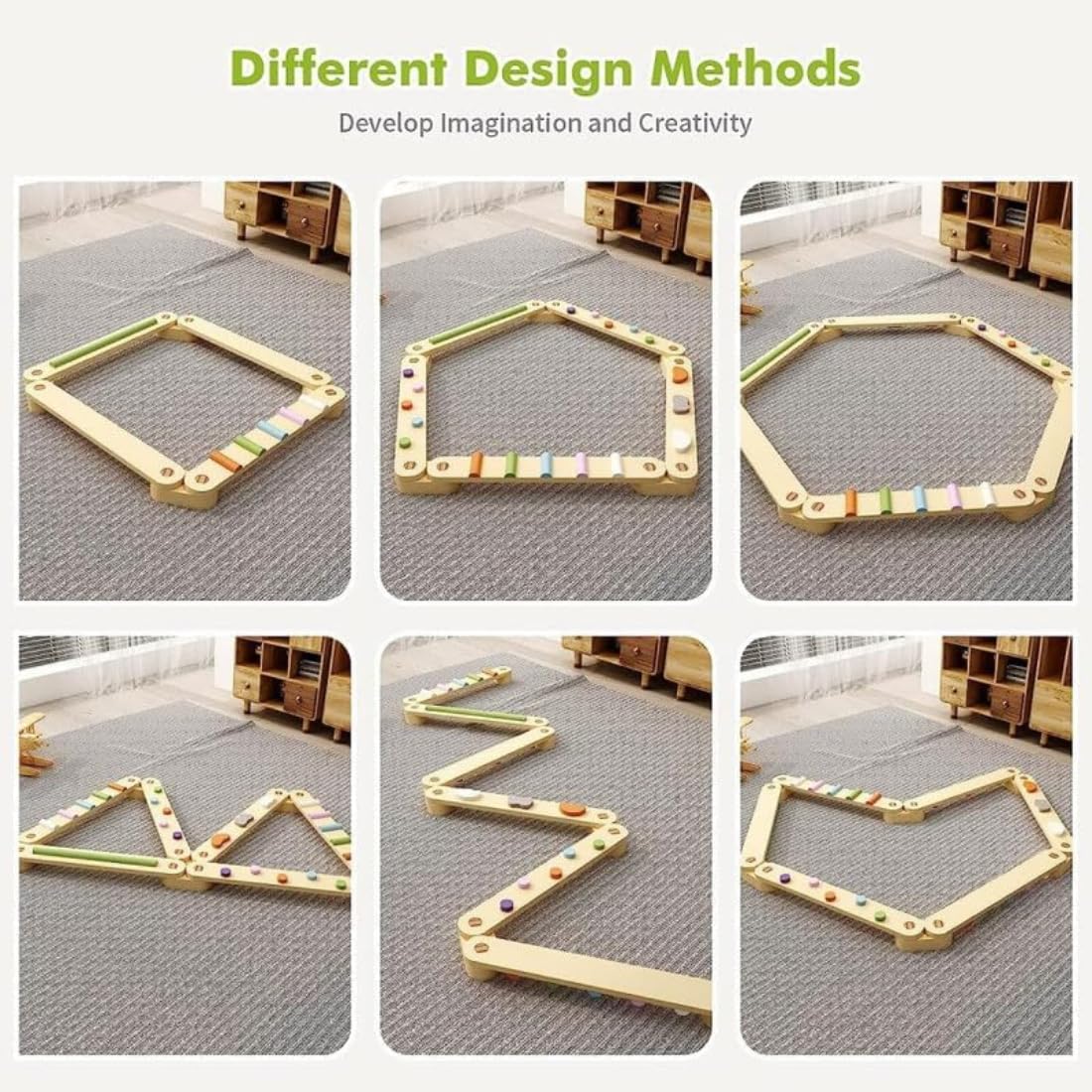 Organic Toys Montessori Wooden Balance Beam for Kids | Colorful Stepping Stones & Obstacle Course Toy | Gymnastics Adventure Balance Toy for Children | Educational Outdoor & Indoor Play Set for Ages 6+ - Image 2 thumbnail