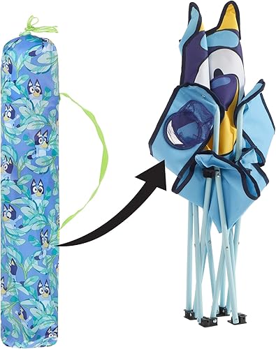 Miniatura 5 de Bluey - Silla de campamento plegable para niños, silla portátil para exterioresinteriores con bolsa de transporte, soporte para tazas, respaldo