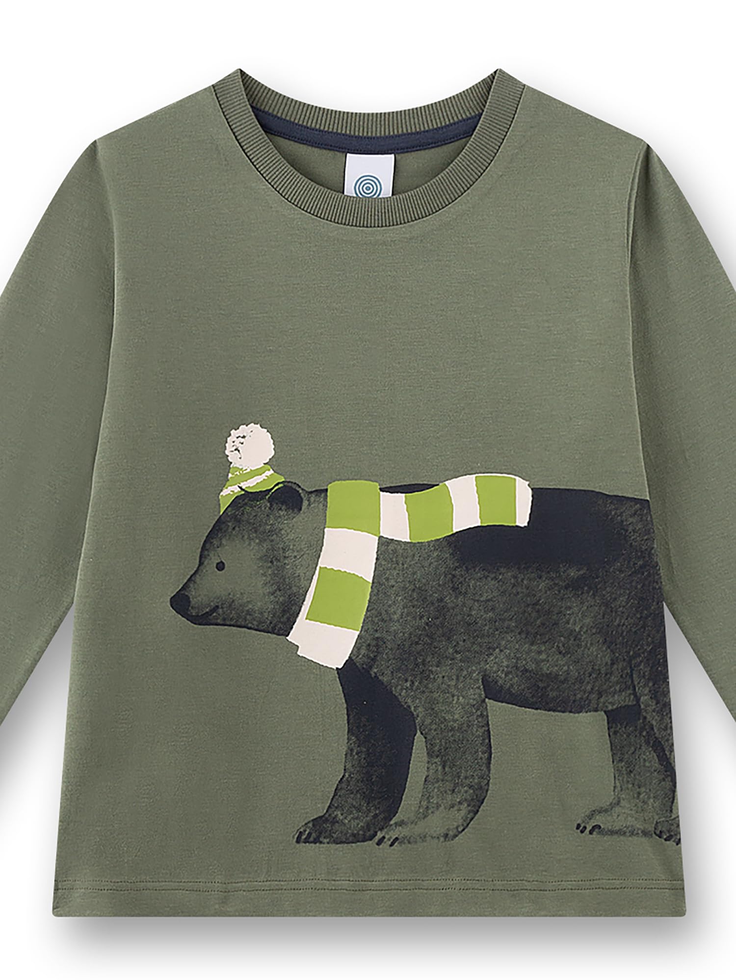 Sanetta Pigiama lungo per bambini, motivo orso cachi, in cotone, colore: verde