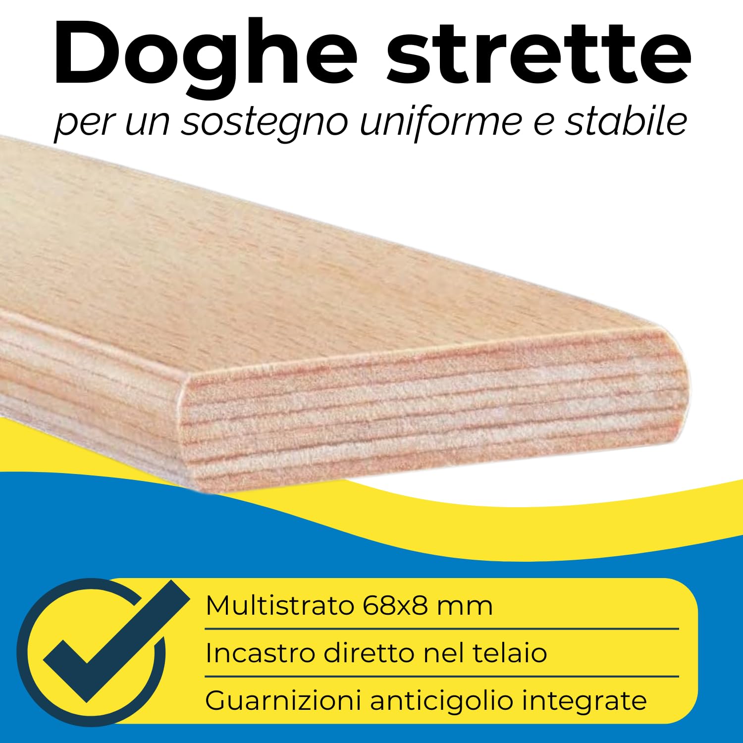 Win Bed UNICA D.S. 80x190 - Rete singola con doghe strette, perfetta per ambienti compatti, facile da montare e progettata per offrire sostegno stabile e continuo