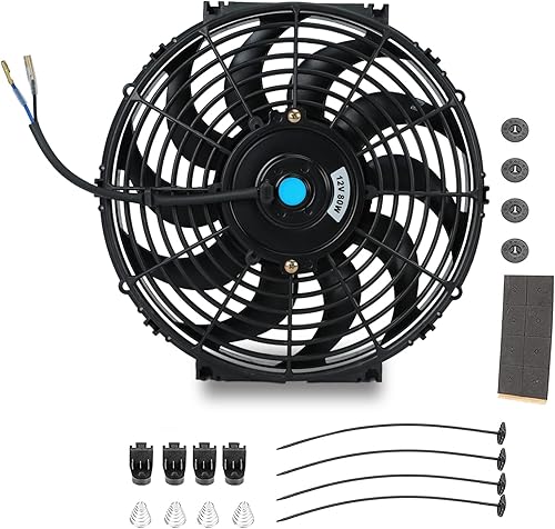 Miniatura 25 de Ventilador delgado universal de 16 pulgadas Push Pull Radiador eléctrico Ventilador de enfriamiento 12V 120W con kit de montaje
