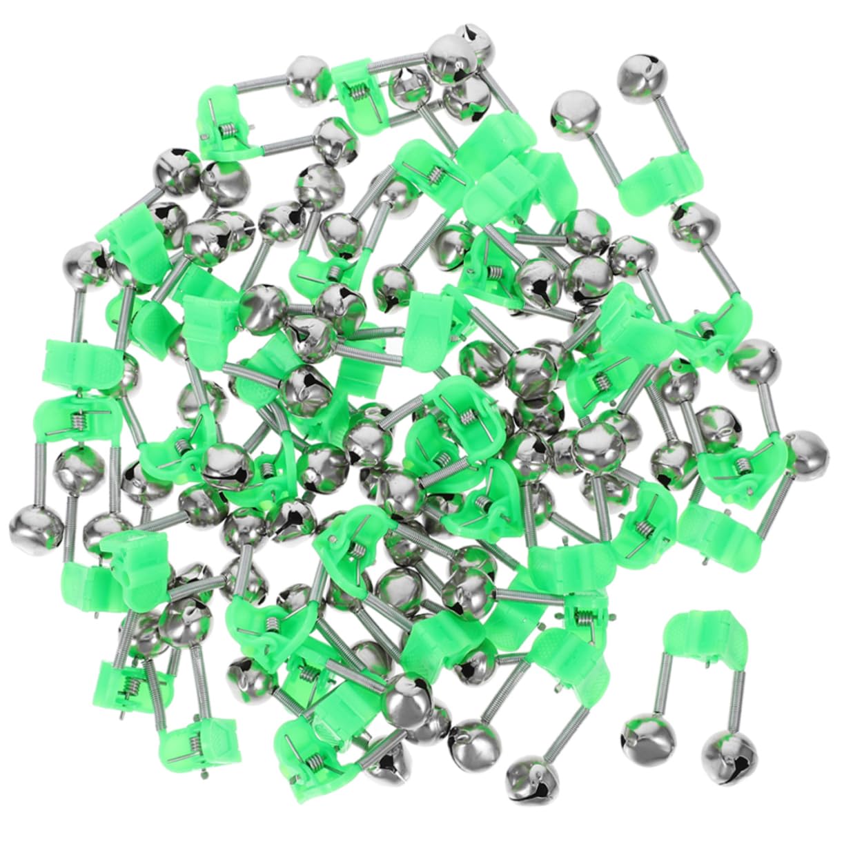 GOOHOCHY 65pcs Fishing Bell Clips Fishing Alert Bells for Rods Ocean Threading Night Accessories