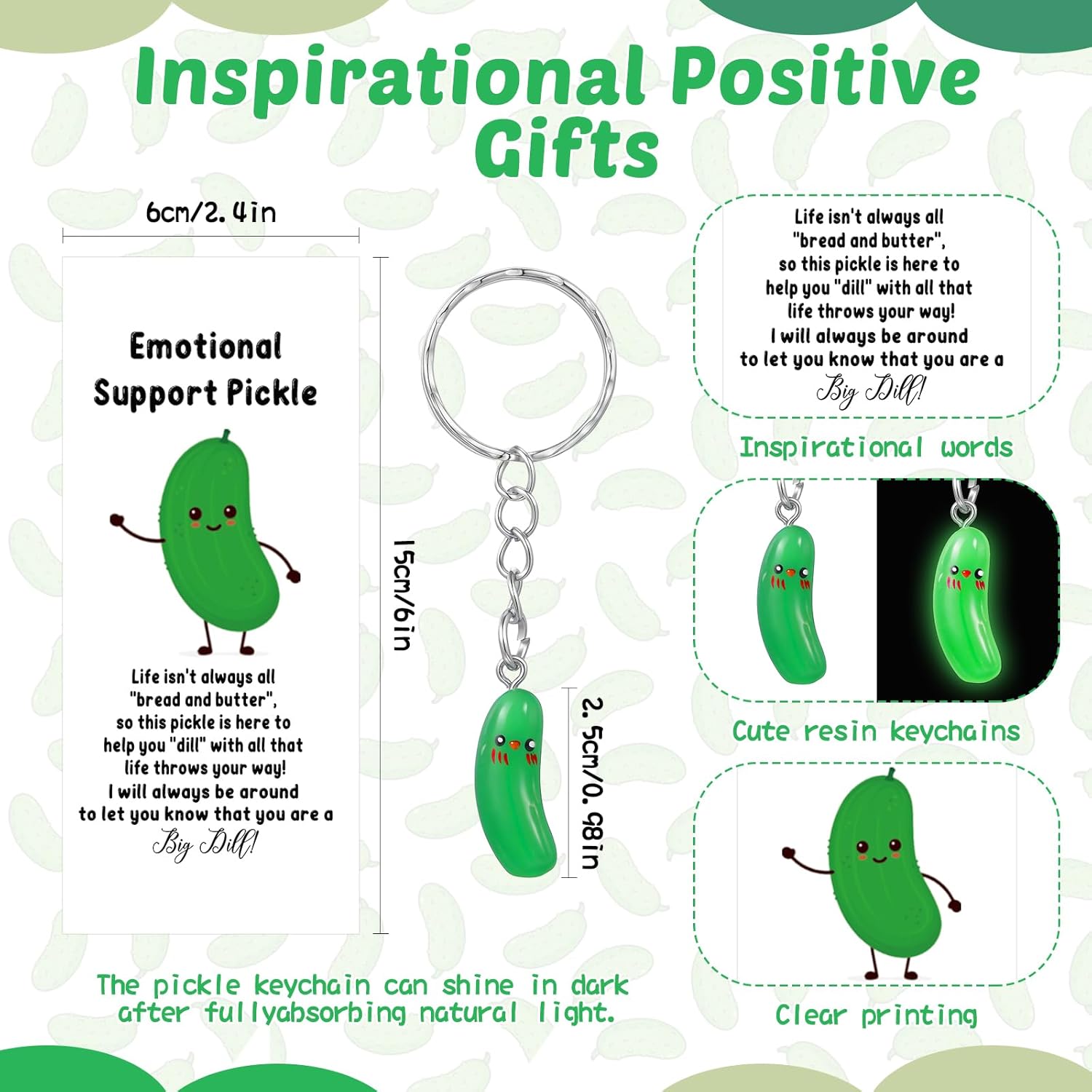 Sayglossy 36 Set Employee Appreciation Funny Coworker Pickle Gifts for Coworkers Staff Inspirational Pickle Ballpoint Pens Keychains Bookmark Card Gifts for Teacher Coworkers Staff
