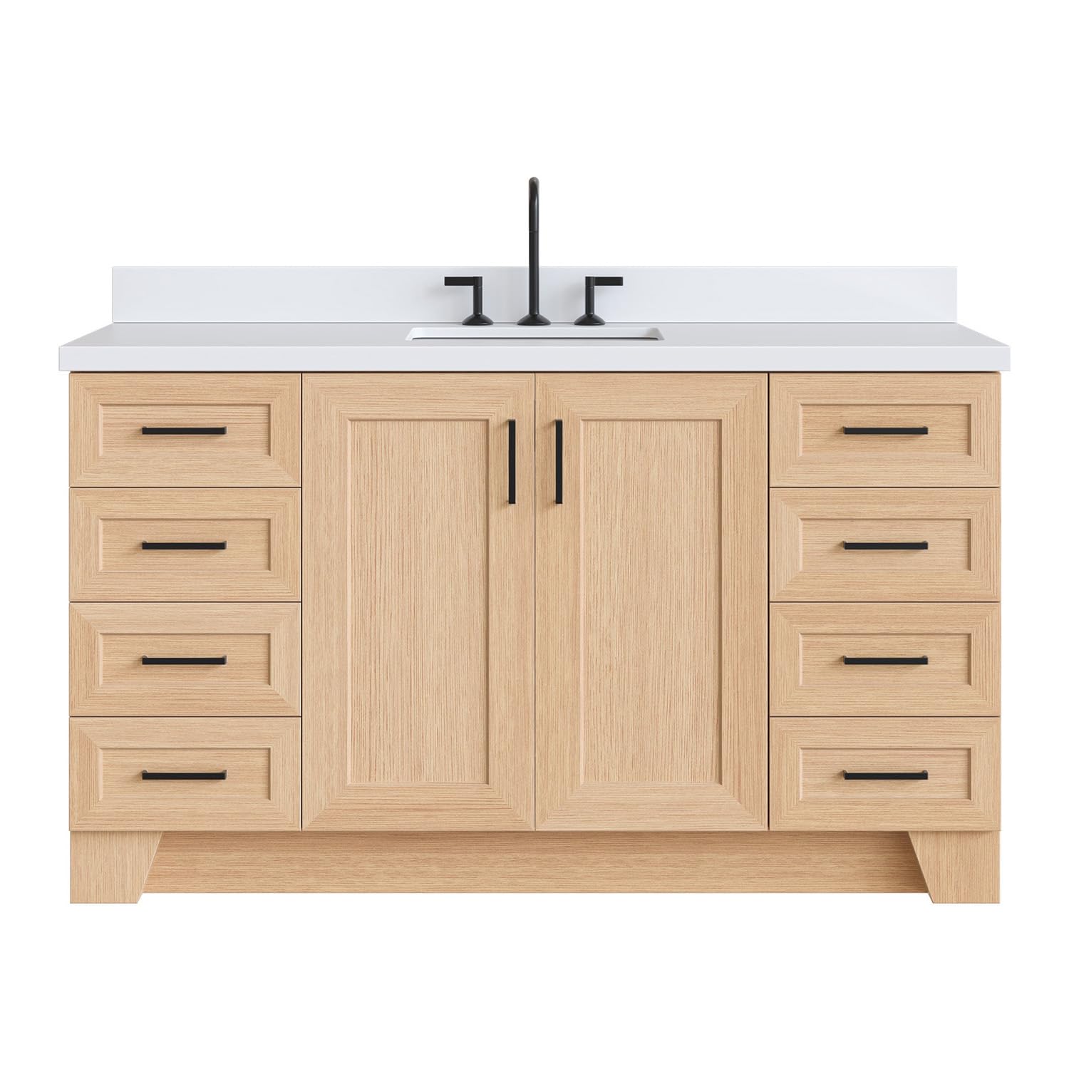 ARIEL Taylor 60-inch Bathroom Vanity with Sink, Solid Wood, Natural Oak