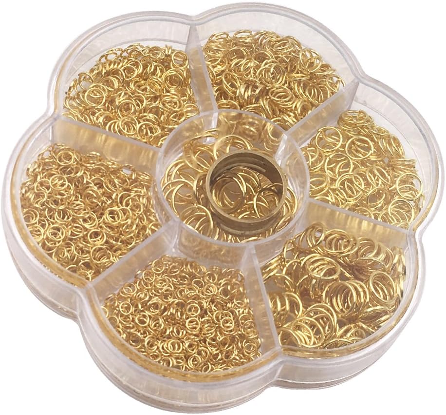 Ucatcher Open Jump Rings with Transparent Case and Jewelry Making Tool for Jewelry Making Findings, 7 Assorted Sizes 3 4 5 6 7 8 10mm (Gold)