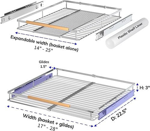 Miniatura 2 de KIKIBRO Organizador de cajones extraíbles estantes de almacenamiento deslizantes expandibles resistente mejor uso de gabinetes debajo del fregadero