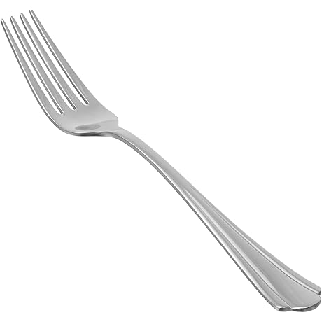 Amazon Basics 12-Pack Silver Stainless Steel Dinner Forks with Scalloped Edge