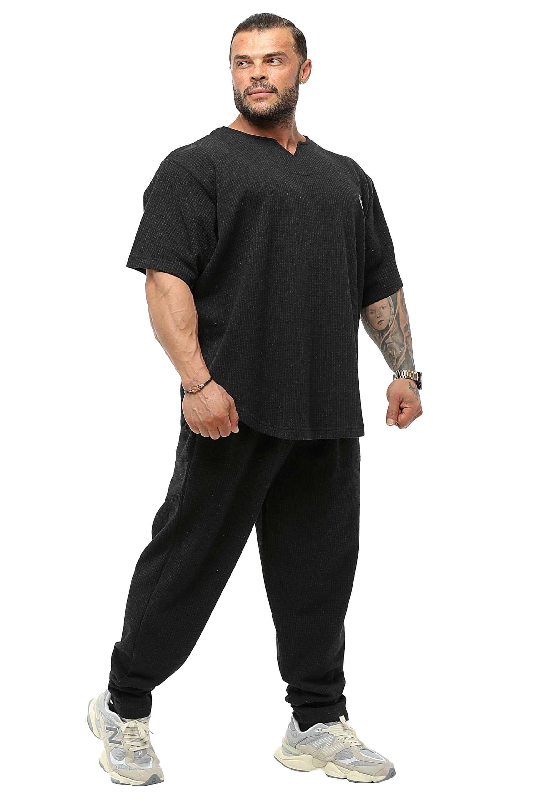 Maglietta da Uomo Oversize, Bodybuilding, Sollevamento Cardio, Tessuto Spesso, Tessuto Testurizzato