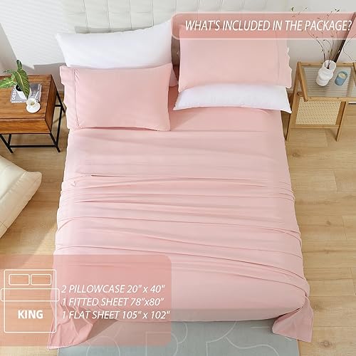 Miniatura 6 de Whitney Home Textile Juego de sábanas tamaño King, sábanas de cama suaves y cómodas, ropa de cama transpirable y refrescante de hotel para mujeres,