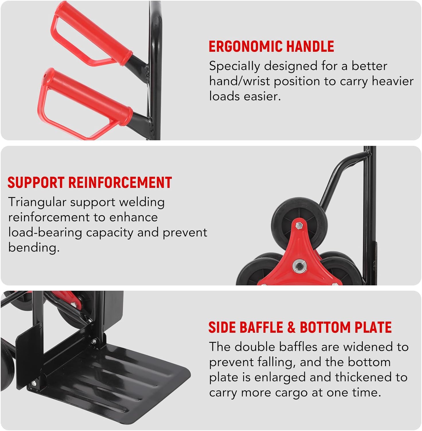 Stair Climbing Dolly, 330 Lbs Weight Capacity, Foldable Hand Truck with 6 Rubber Wheels and Telescoping Handle, Heavy-Duty Grocery Cart for Luggage, Warehouse, Shopping