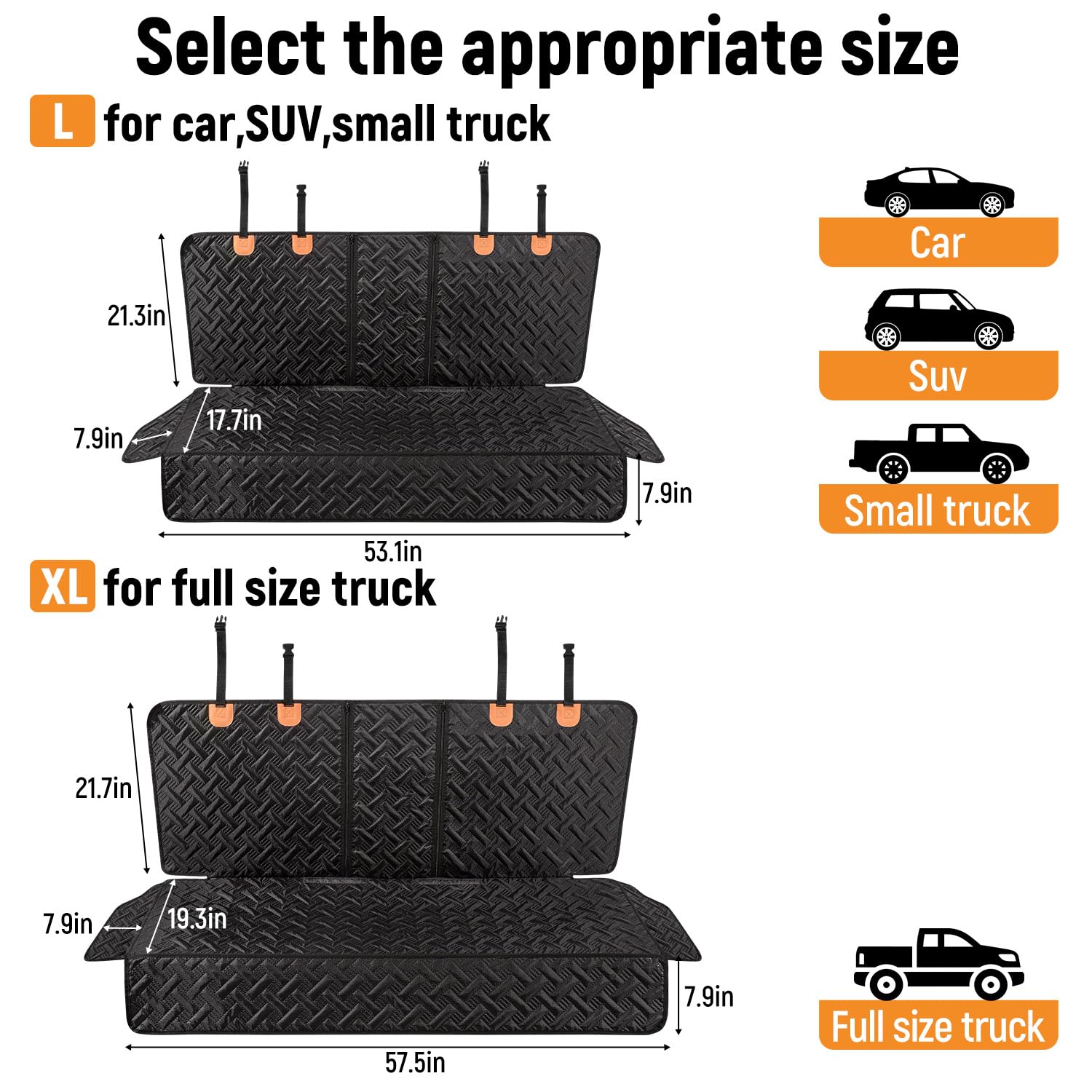 YJGF Dog Car Seat Cover for Back Seat,Back Seat Pet Cover for Dogs,Waterproof Scratchproof Rear Bench Seat Cover Protector (Black, L) - image 5