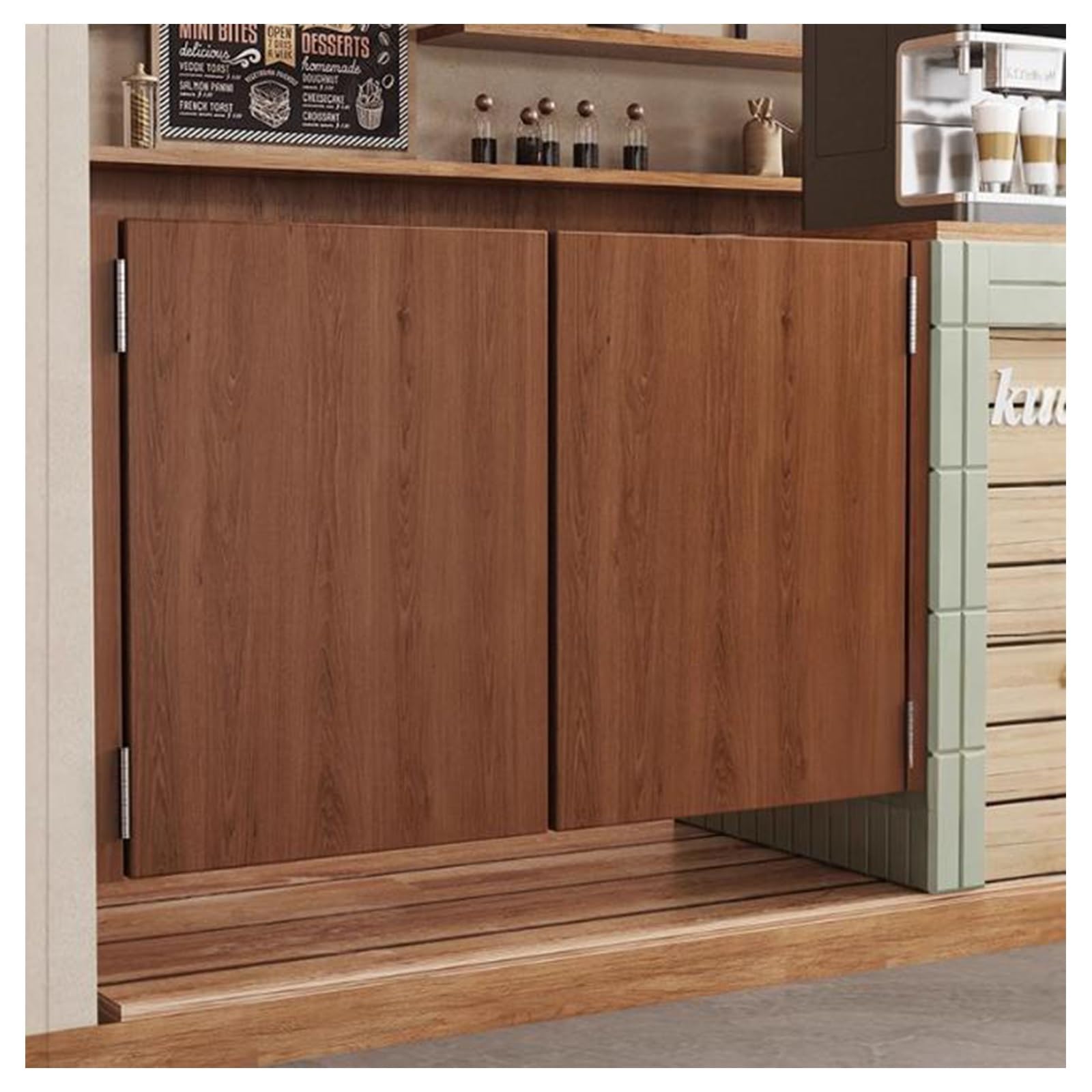 Double porte battante intérieure en bois avec fonction de fermeture automatique, idéale pour l'entrée de bar, café et porche, design moderne demi-porte pour séparation et comptoir