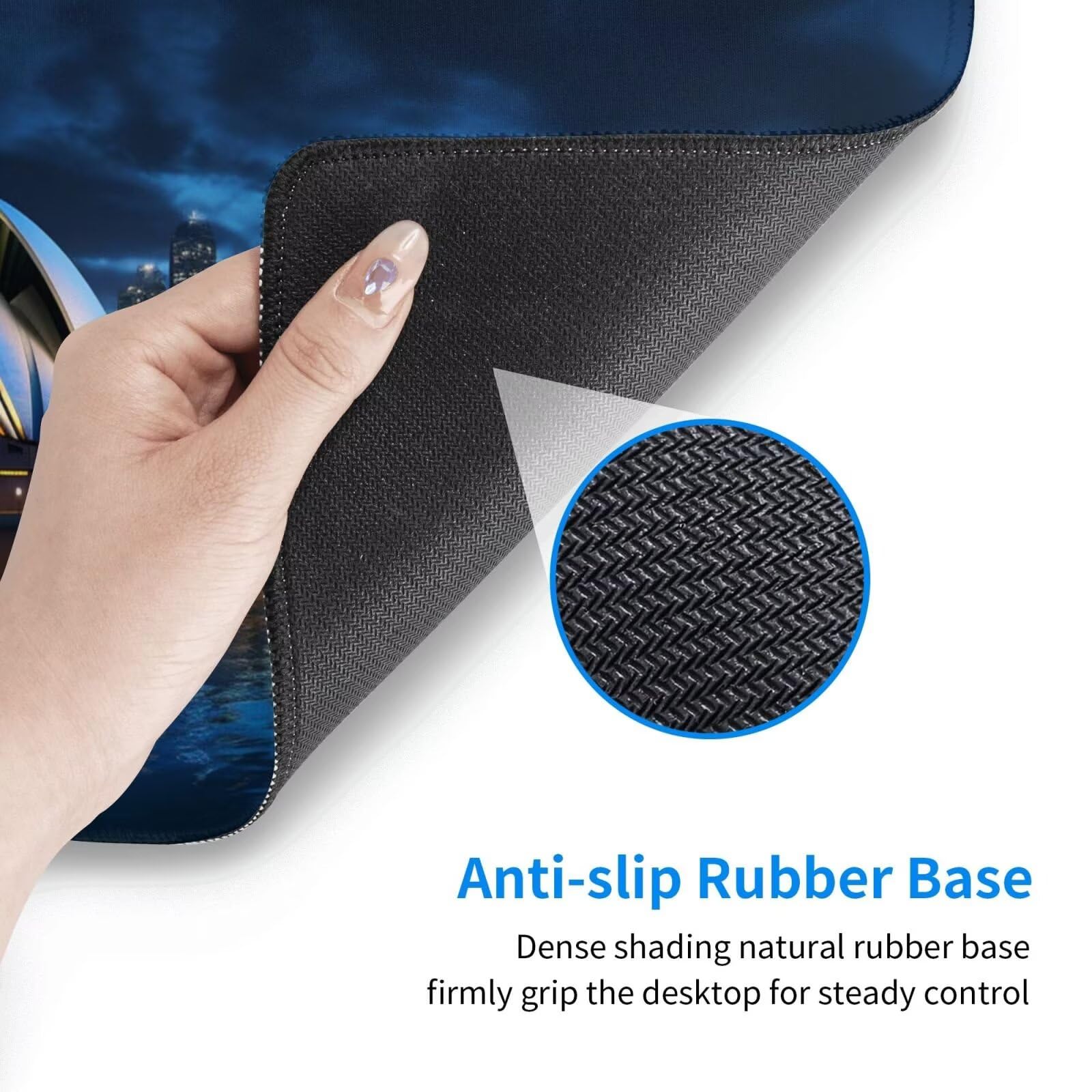 Gaming Mauspad XXL 1200x600x3mm Mousepad Verlängertes Groß Mauspad Schreibtischauflage,Genähte Kanten rutschfeste Gummibasis,Verbessert Präzision Geschwindigkeit Home Office Sydney Nachtszene L-1716