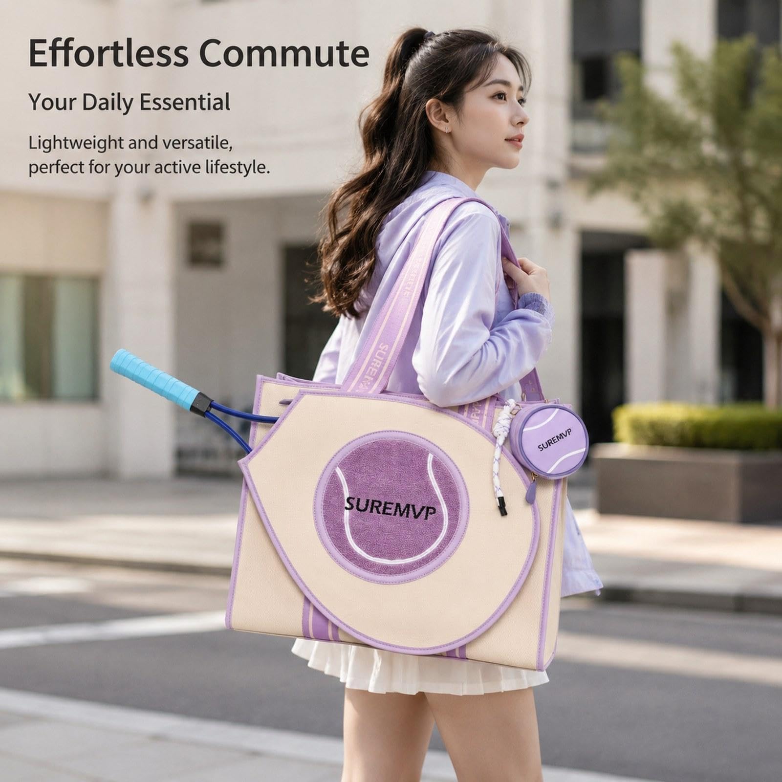 Borsa da Tennis, Borsa Sportiva per Esterni per Tennisti, Materiale PU Impermeabile, Leggera, con Cerniera, Adatta per Ciclismo, Palestra E Altro.