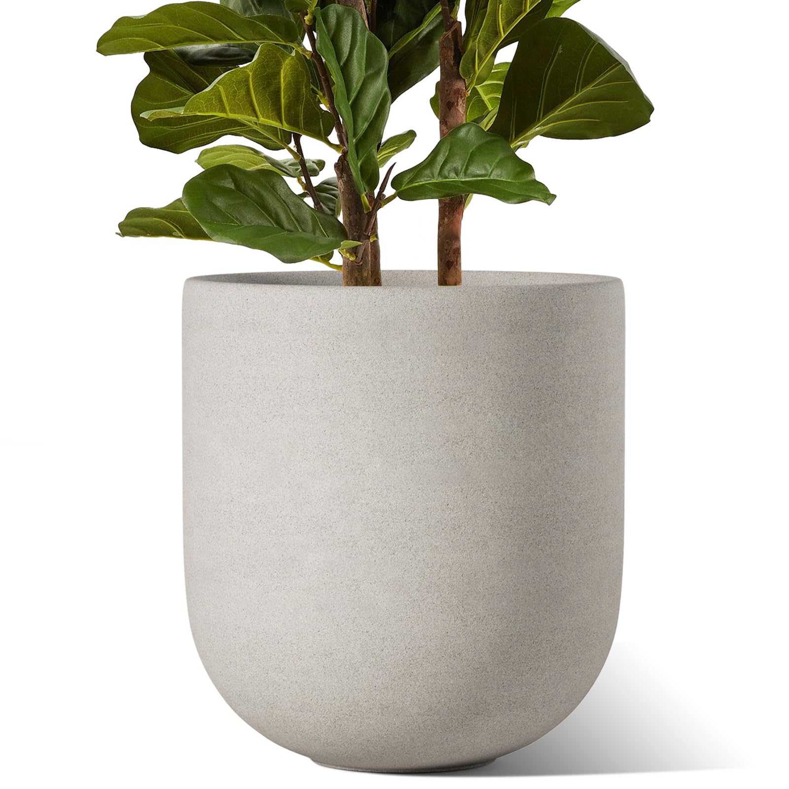 LE TAUCI 30 cm Pots for Plants, Ceramic Large Planters for Indoor Plants, Indoor Plant Pots for Home Garden Patio Office, Outdoor Flower Pots with Drainage Holes and Rubber Plug, GreyClimatePartner certified