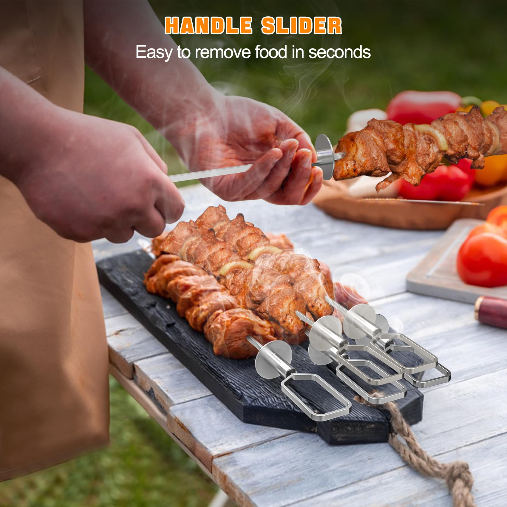 Set 82 Pezzi Spiedini Acciaio Per Barbecue - 15cm E 20cm Con Spazzole, Ideale Per Grigliate