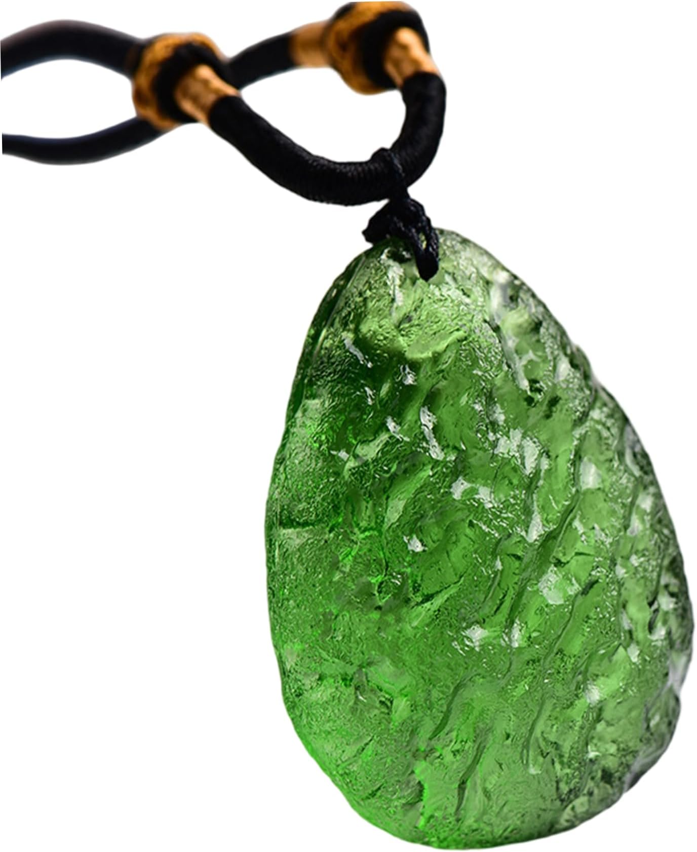 Moldavite Necklace, Green Irregular Shape Moldavite Pendant with Necklace String, Unique Adjustable Pendant for Casual and Formal Occasions Crystal
