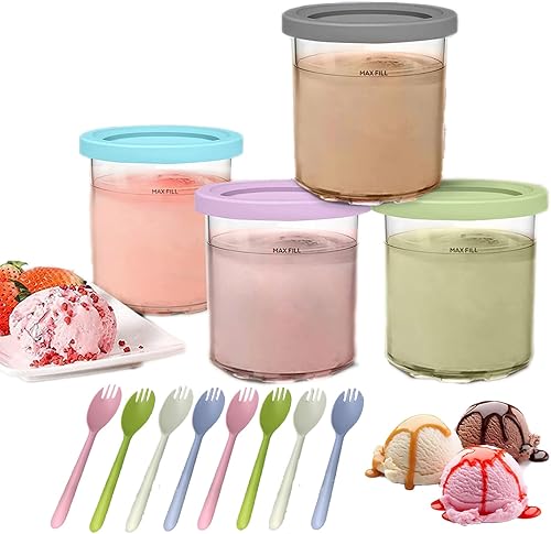 LWuuywa Paquete de 4 recipientes extra de pinta con tapas para Ninja Creami compatibles con la serie NC301 NC300 NC299AMZ para helados aptos para