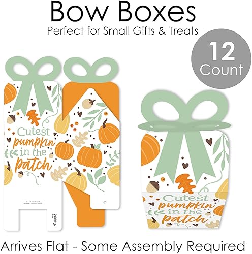 Miniatura 5 de Big Dot of Happiness Little Pumpkin - Cajas de regalo cuadradas para recuerdos  Fiestas de cumpleaños de otoño o baby shower  Juego de 12