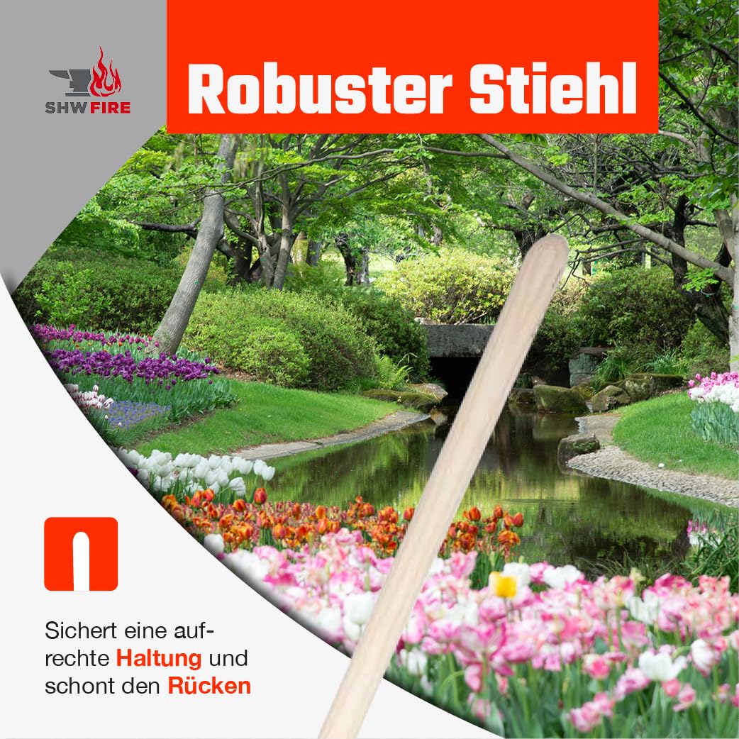 SHW-FIRE | Kabelgrabenschaufel 30x16 cm mit Trittschutz, robuster Spezialstahl, Langer Eschenholzstiel, ideal für schmale Gräben, Schaufel für Drainagen & Kabelverlegung | Made in Germany
