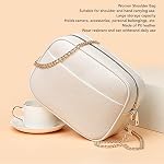Camera Bag,Shoulder Bag Purse, Large Capacity PU Leather Camera Bag with Shoulder Strap for Shopping Travel (White)
