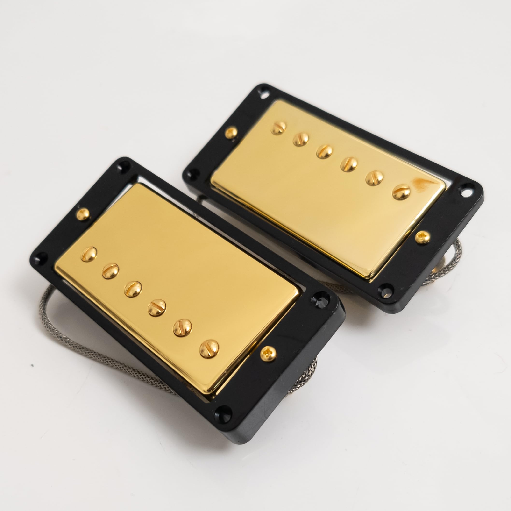 ProBucker Alnico 2 Humbucker zestaw przetworników do przetworników Gibson Les Paul, przetworniki na szyję i mostek, 2-przewodowe wiązki przewodów 2V2T, szyjka (7,5 K, 50 mm) + mostek (8,4 K, 52 mm