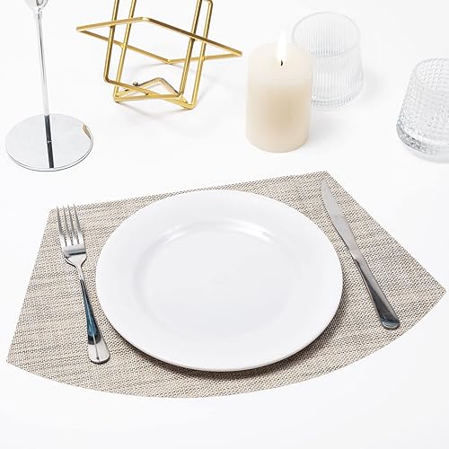 Miniatura 191 de SHACOS - Manteles individuales de PVC para mesas redondas, manteles individuales con curvatura, antideslizantes, resistentes al calor, de vinilo,