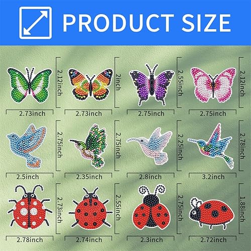 Miniatura 6 de Kits de arte de diamantes, 12 piezas de estacas de flores de gnomo de abeja, kits de pintura de diamantes para adultos y niños, adornos florales de