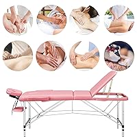 Vista 22 de Yaheetech Mesas de masaje portátil para tatuaje, cama ajustable de aluminio, 3 camas plegables de spa con bolsa no tejida de 24 pulgadas de ancho
