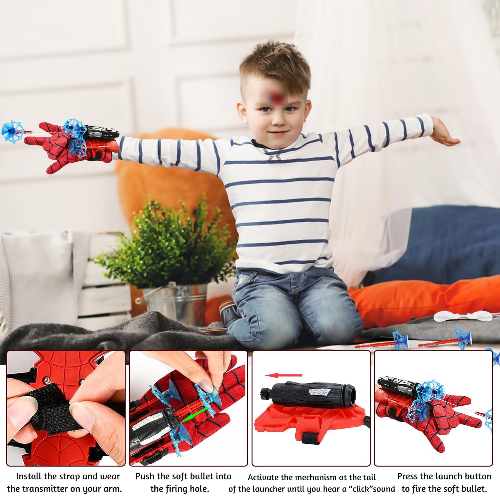NHYDZSZ Set di 2 Launcher Glove Guanti Launcher per Giochi per Bambini Guanti Lanciatori, Glove Launcher Giocattoli, Cosplay Giocattoli da Polso Set