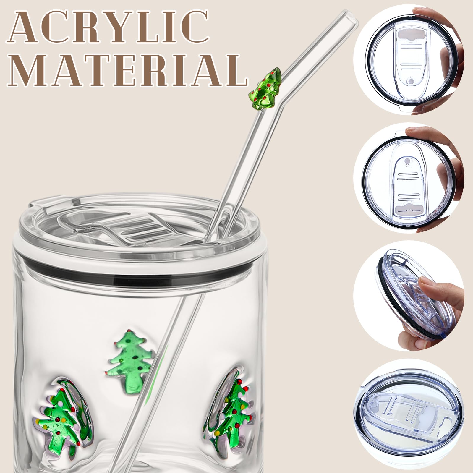 Patelai Lot de 2 verres à café glacé réutilisables avec couvercles et pailles de 445 ml – Jolis gobelets de Noël pour adultes, femmes et hommes