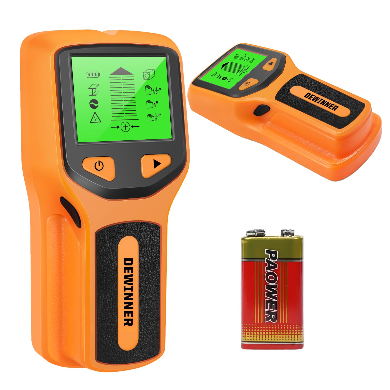 Stud Finder Wall Scanner DEWINNER Upgraded LCD 5-in-1 Multi-Functional Digital Wall Post Sensor for Wooden Beams, AC Wires, Metal, Cable & Wire Detectors for Wall Post Detection