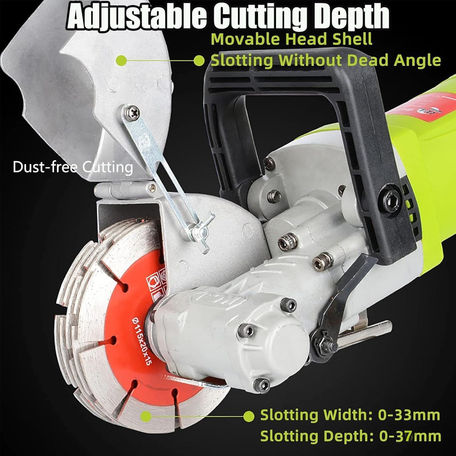 Chaser eléctrico de pared, máquina de corte de 4500 W para ranuras de pared de hormigón, 5 hojas de sierra de disco, 7500 RPM, corta hasta 36 mm de profundidad y 30 mm de ancho, ideal para granito y