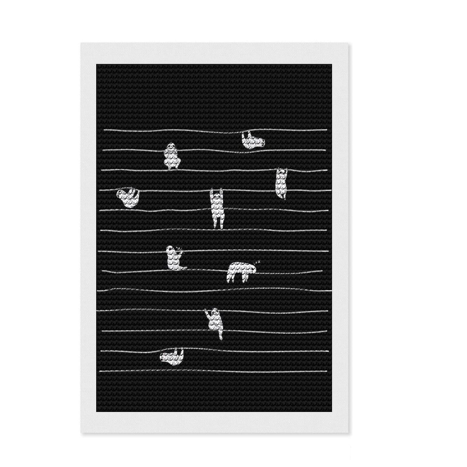 Junmoney Lazy Sloth Diamond Painting Set 8"x12", Decorate Your Room, Neat Printed Canvas, Easy Handmade Project, Farmhouse Decor