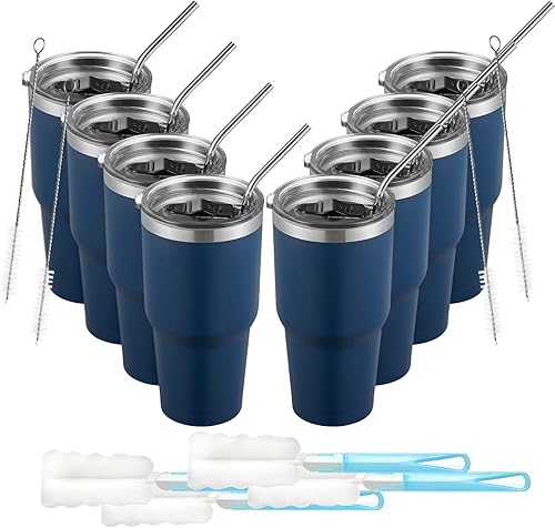 COMOOO Vaso aislado de acero inoxidable de 30 onzas con tapa, taza de café de doble pared al vacío, taza de viaje grande para el hogar, oficina,