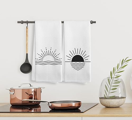 Miniatura 141 de You are My Sunshine - Juego de 2 toallas de cocina y paños de cocina y paños de cocina bohemios absorbentes, toallas de mano para baño y cocina