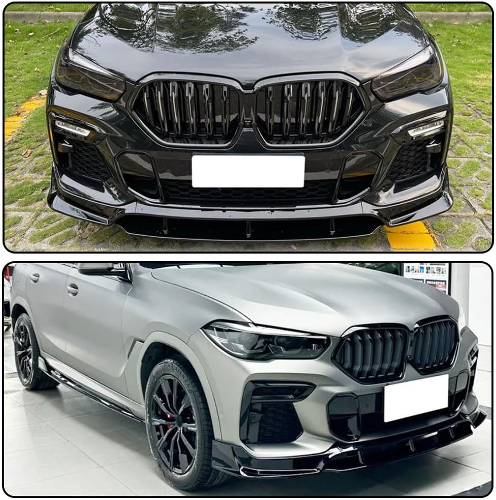 Gloss Black Front Bumper Lip Compatible with BMW X6 G06 M Sport 2020-2023 ABS Car Front Bumper Lip Body Kit Trim Protection Air Dam