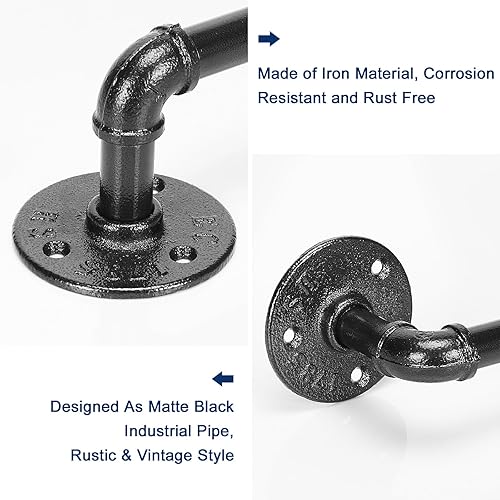 Miniatura 3 de NearMoon Toallero industrial de tubería, accesorio de toallero de baño resistente, montaje en la pared, soporte para toallas de baño de hierro