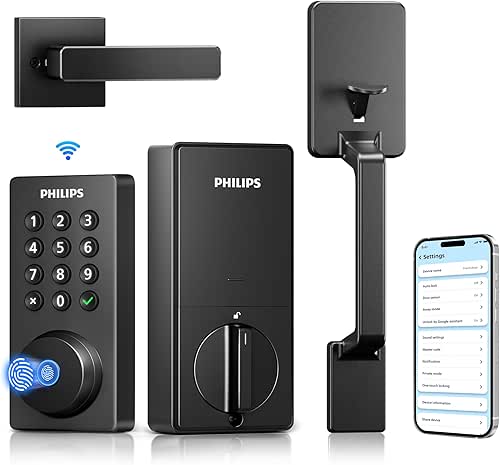 Philips Wi-Fi Smart Deadbolt Lock with Handle Set, Keyless Entry