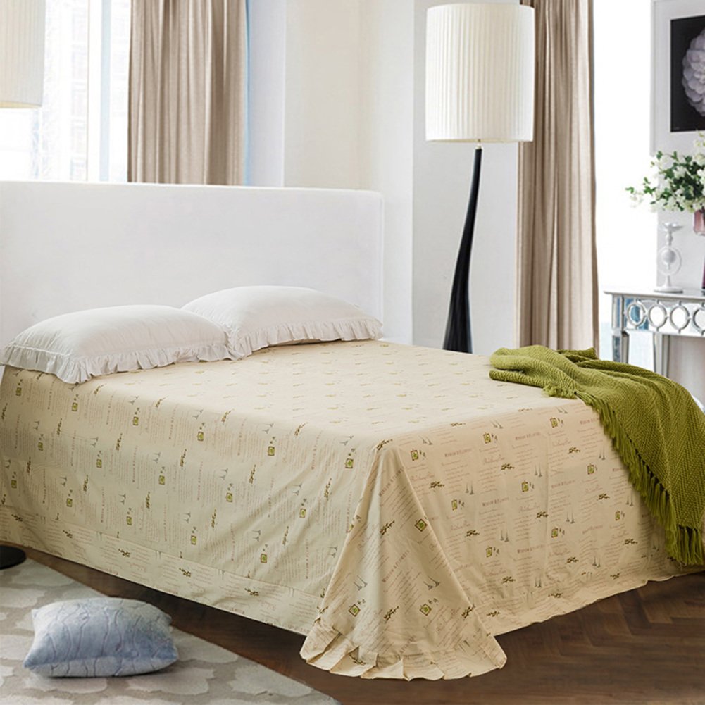 Draps en coton lin sergé épais pour lit double 230x245cm drap plat de maison modèle C