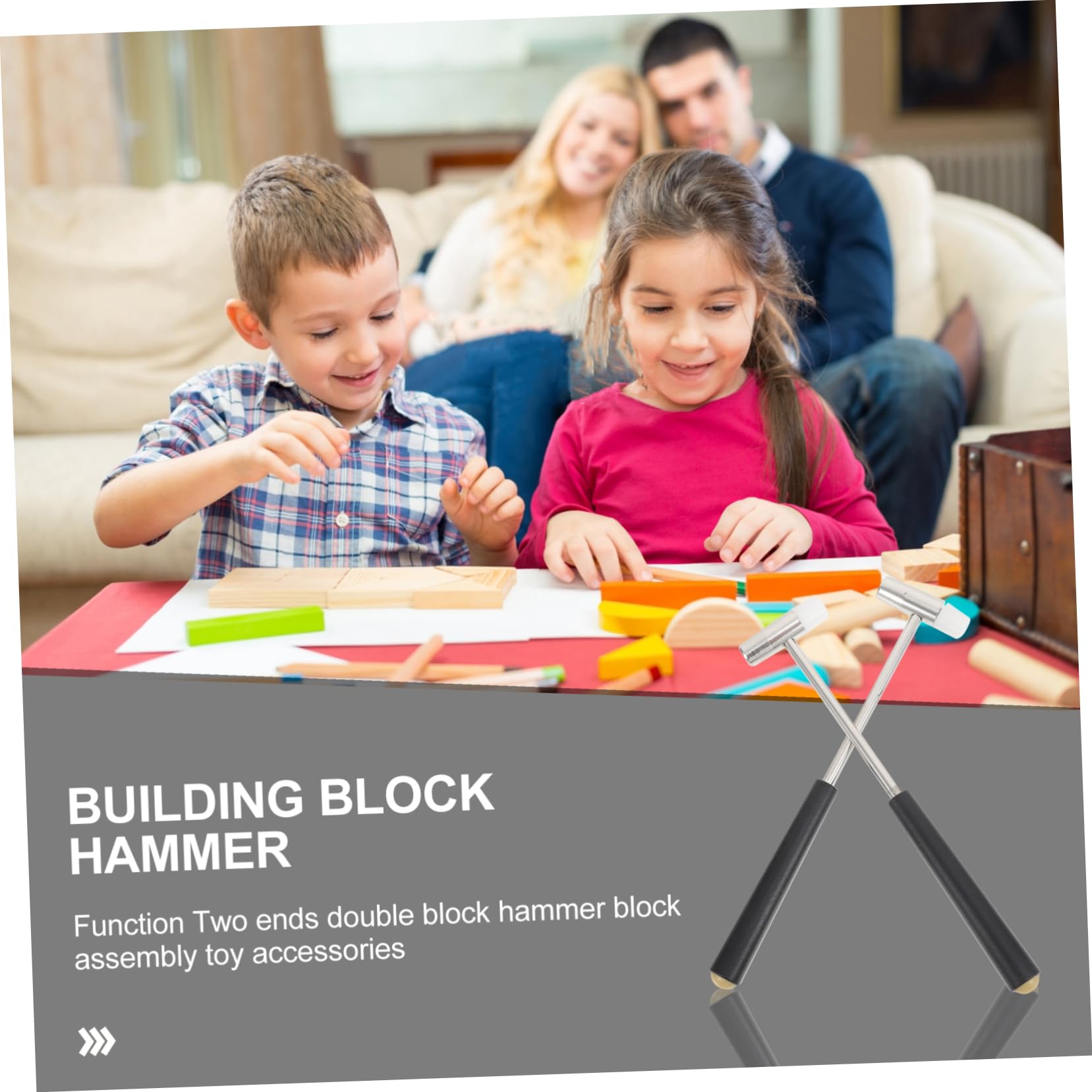 COSMEVIVI Accessories for Boys 3pcs Block Assembly Hammers Kids Toy Construction Tools Smooth Edges Safe for Kids