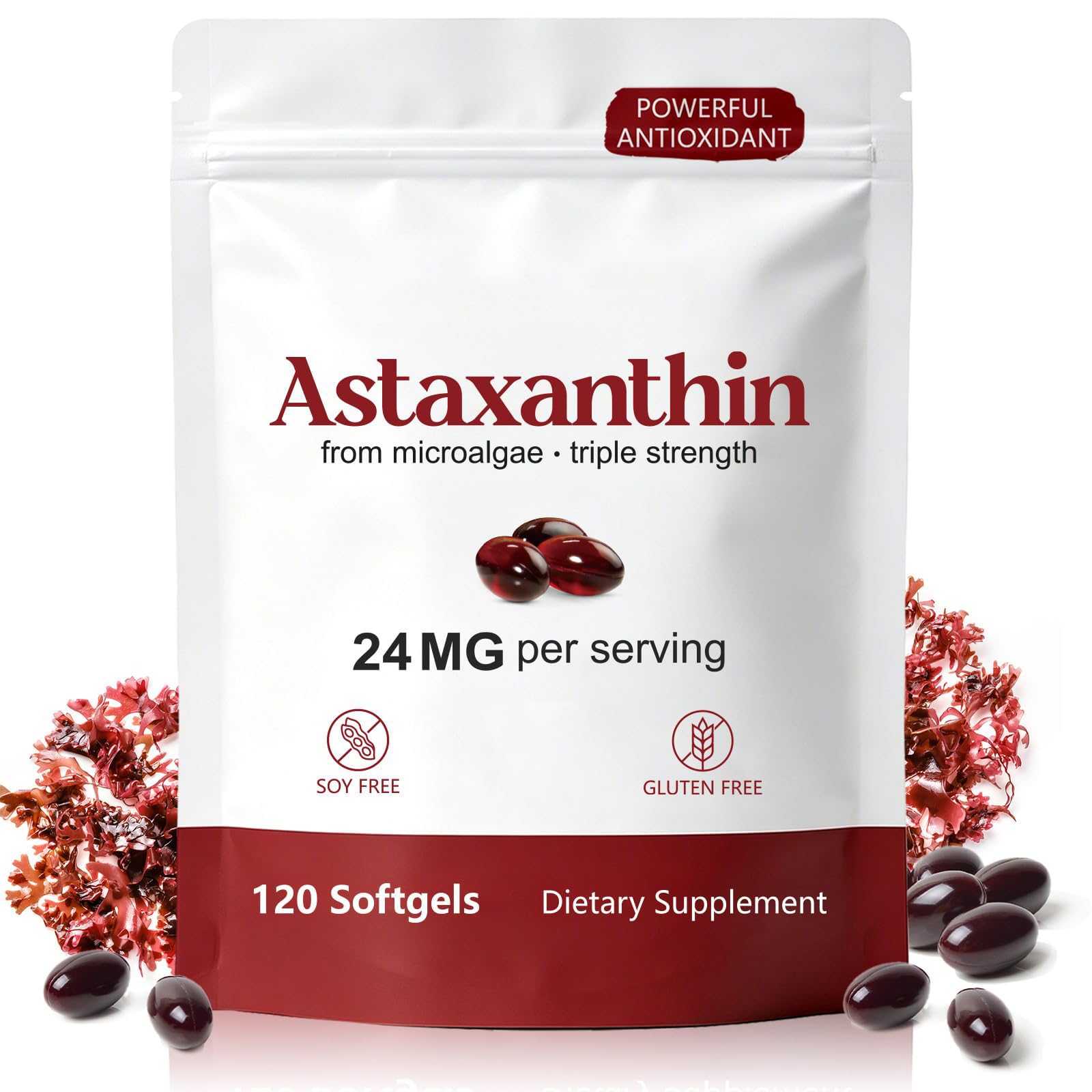 FANSHI Astaxanthin 24mg Supplement, 120 Microalgae Liquid Softgels 120 Count (Pack of 1)
