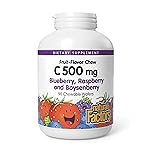 Natural Factors, Kids Chewable Vitamin C 500 mg, Supports Immune Health, Bones, Teeth and Gums, Blueberry, Raspberry and Boysenberry, 90 Count (Pack of 1)