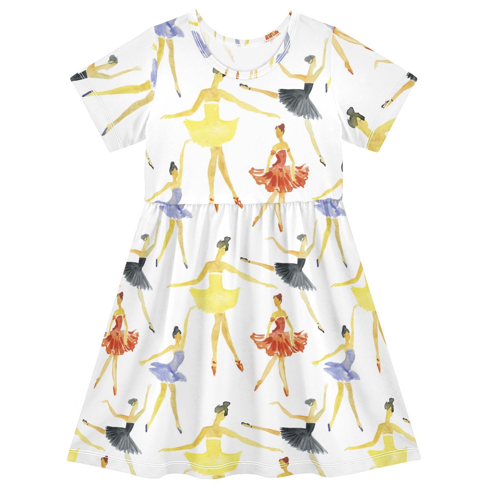 Aflyko A-Line Dress for Girl Ballet Dancer Rainbow Kiddo Adorable Costume Dress Summertime Comfy Skirt for Dinner Event Wedding Party Twirl Dresses 4T