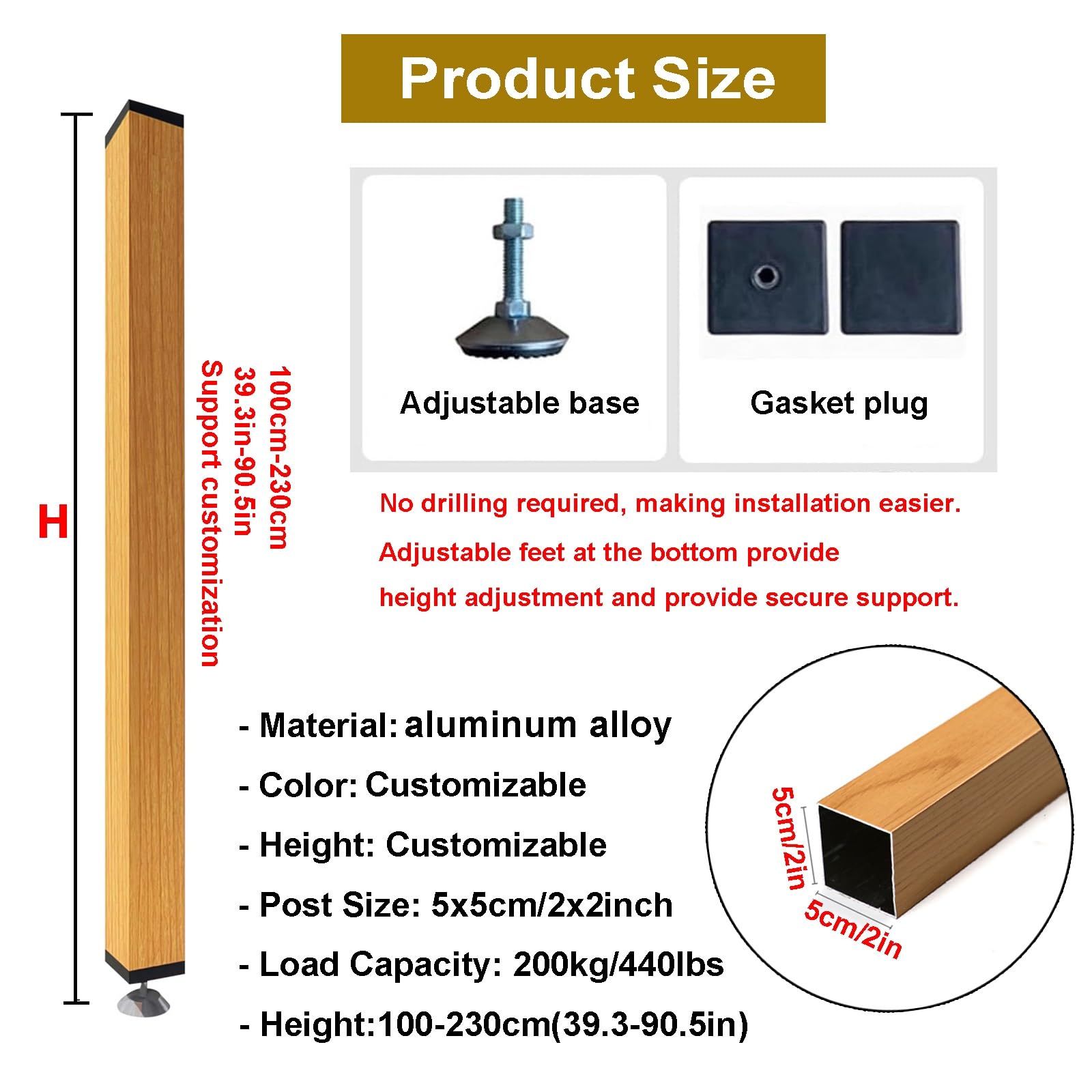 Nowoczesne metalowe kolumny działowe, kolumny dzielące od podłogi do sufitu, kolumny dzielące od podłogi do sufitu (6 kolumn, 220 cm / 86,6 cala / 7,21 stóp)