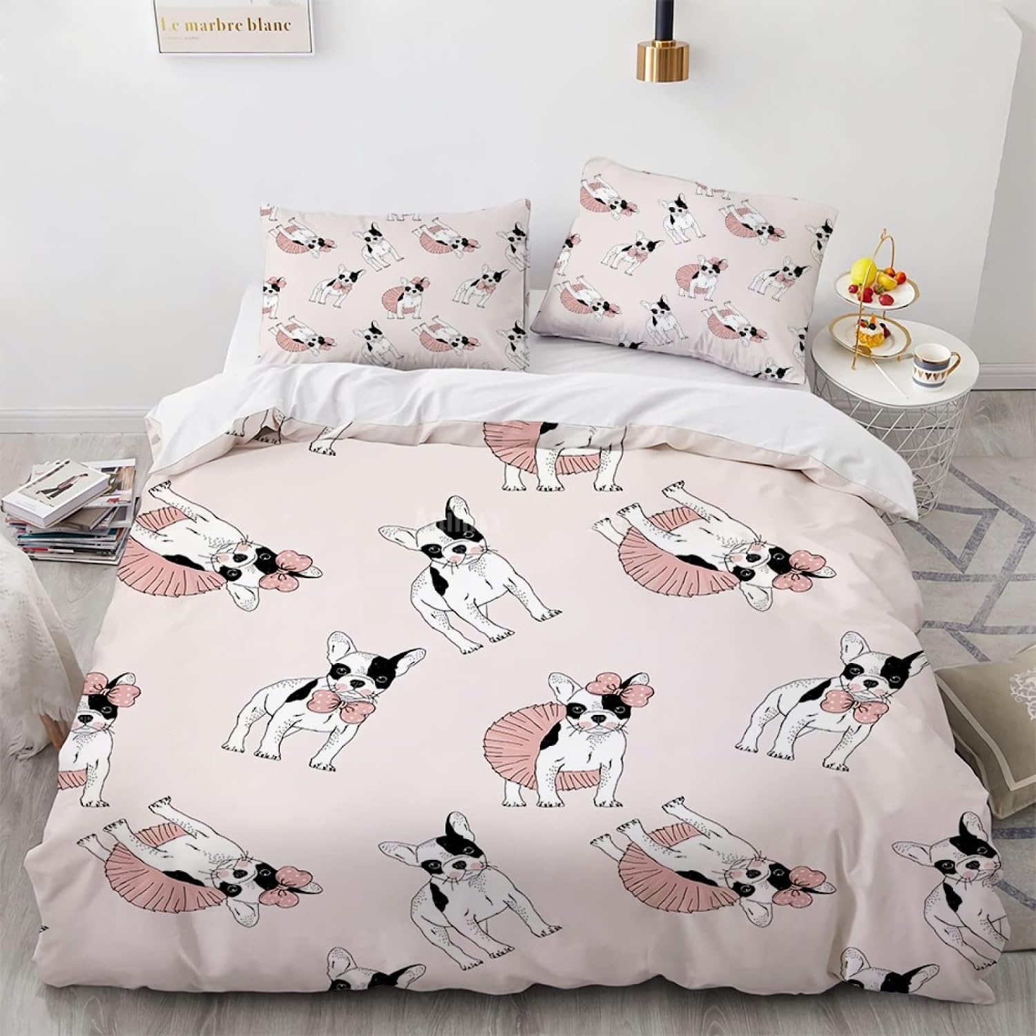 LMMSMGS King Size Duvet Cover Sets Bulldog Duvet Cover King Size 94.5"x 86.6" with 2 Pillowcases 19.7"x 29.5" Bedding Sets Ultra Soft Warm Fluffy With Zipper Closure for Aldults Kids