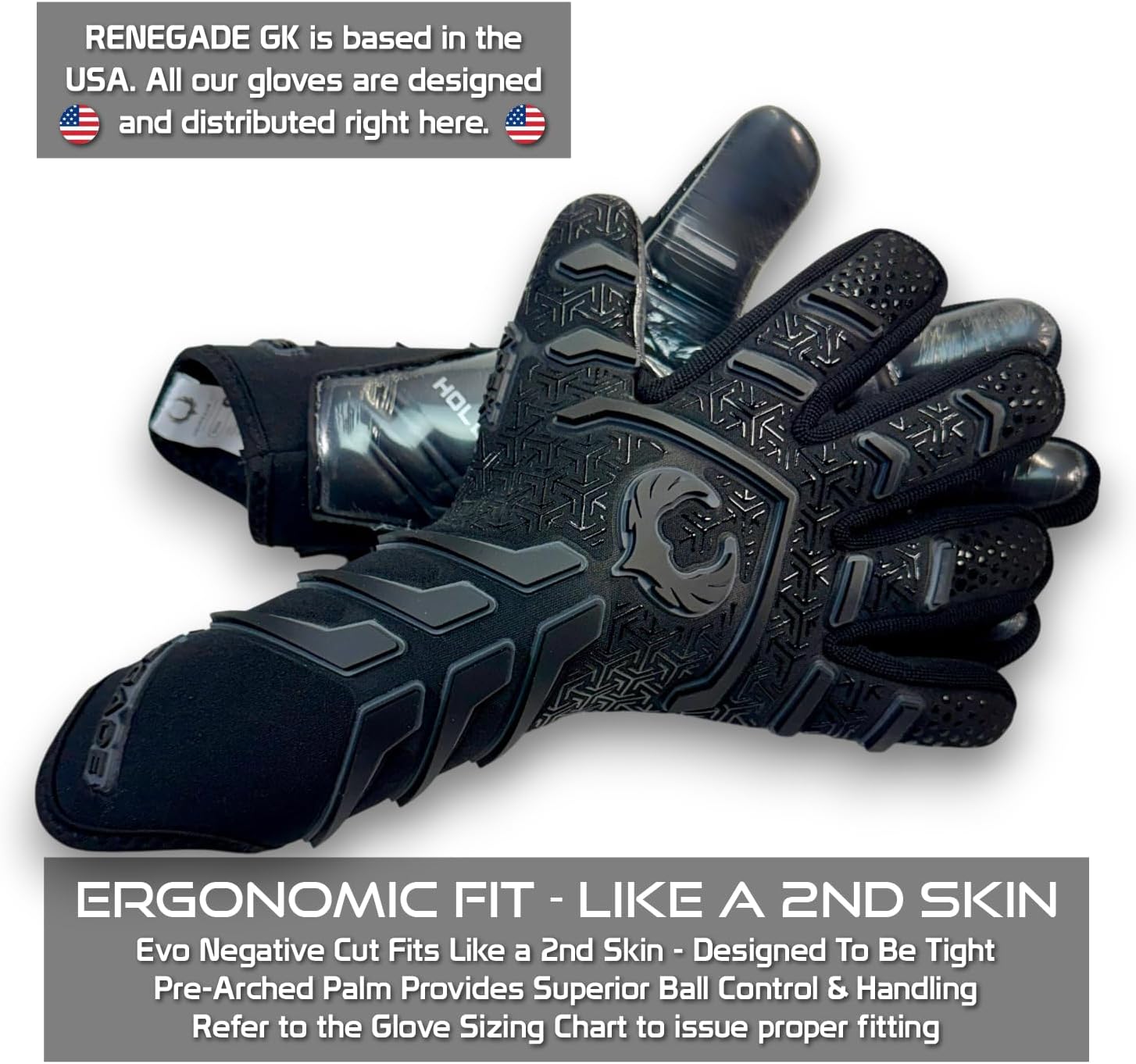 Renegade GK Apex Strapless Professional Soccer Goalie Gloves - Adults, Youth, Kids (Sizes 6-12, Level 5.5) 4+5MM EXT Contact Grip | Evo Negative Cut Goalkeeper Gloves for Elite Play | Based in the USA