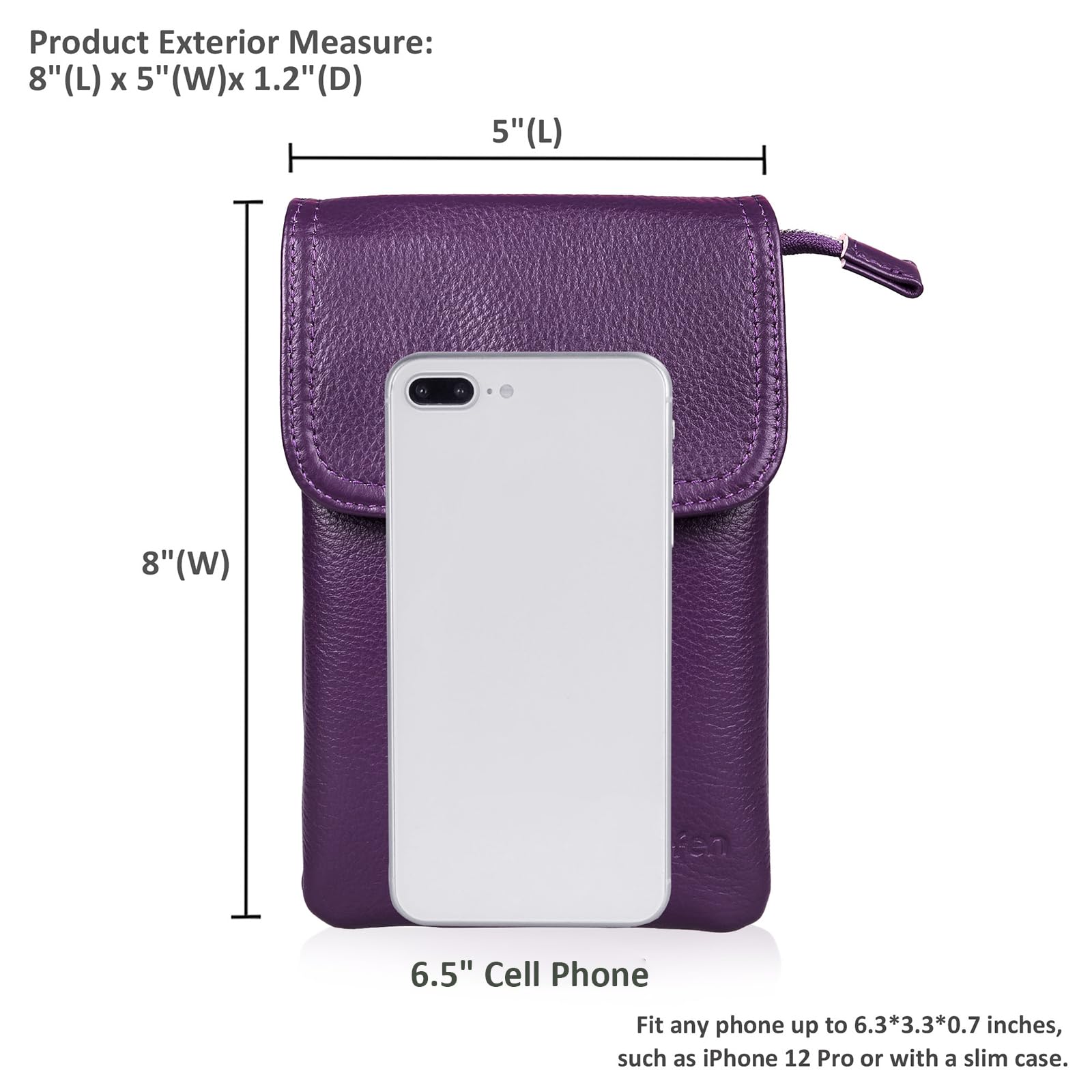 befen Crossbody Bag Women's Genuine Leather Shoulder Bag Small Women's Mobile Phone Case for Hanging, Modern Handbag Bags with Wide Shoulder Strap for Work, Shopping, Travel