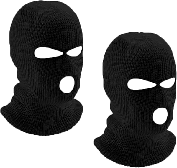 2 Pièces Cagoule 3 Trous, Balaclava à 3 Trous Tricoté,Cagoule Noir de Visage Complet Masque de Ski pou Hommes et Femme - 1